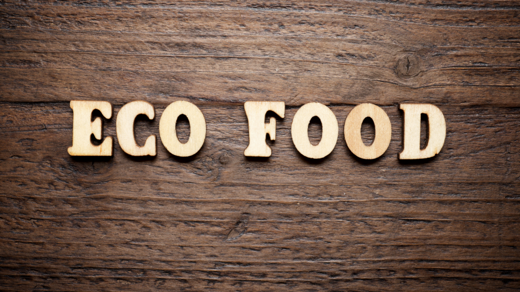 Napis po angielsku: żywność ekologiczna