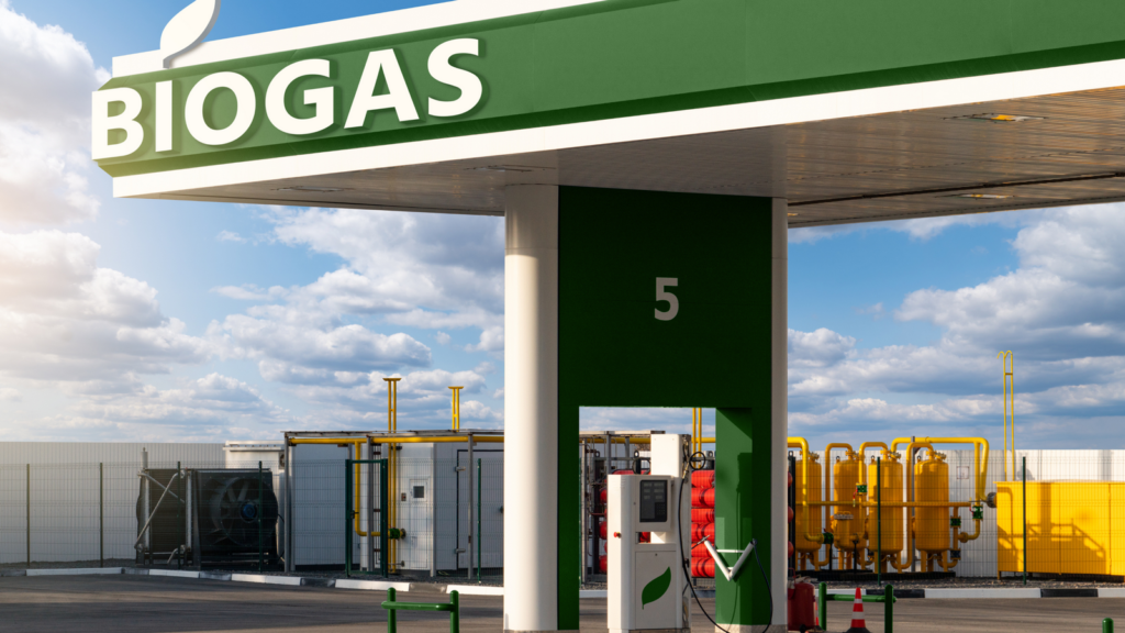 Stacja z napisem Biogas
